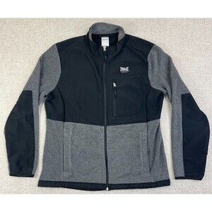 Everlast Sport Jacket Women's Size Large Full Zip Gray Black Pockets Fleece